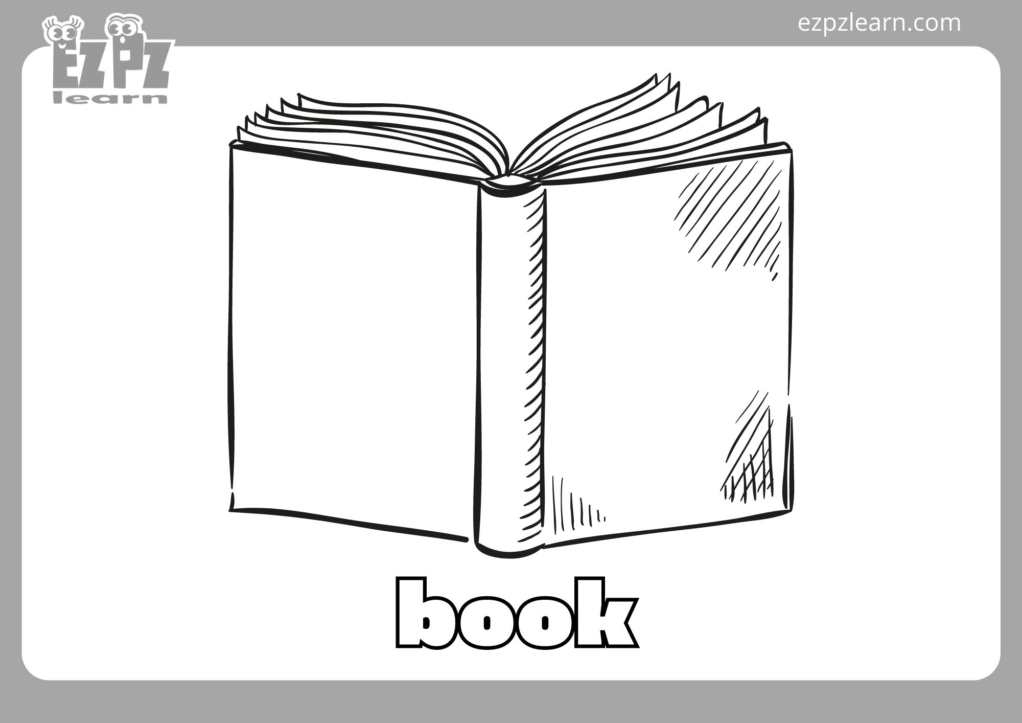 Book Coloring Page - Ezpzlearn.com